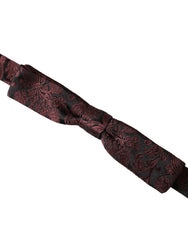 Dolce & Gabbana Bordeauxrode Zijden Vlinderdas met Bloemenprint voor Heren, Verstelbare Hals