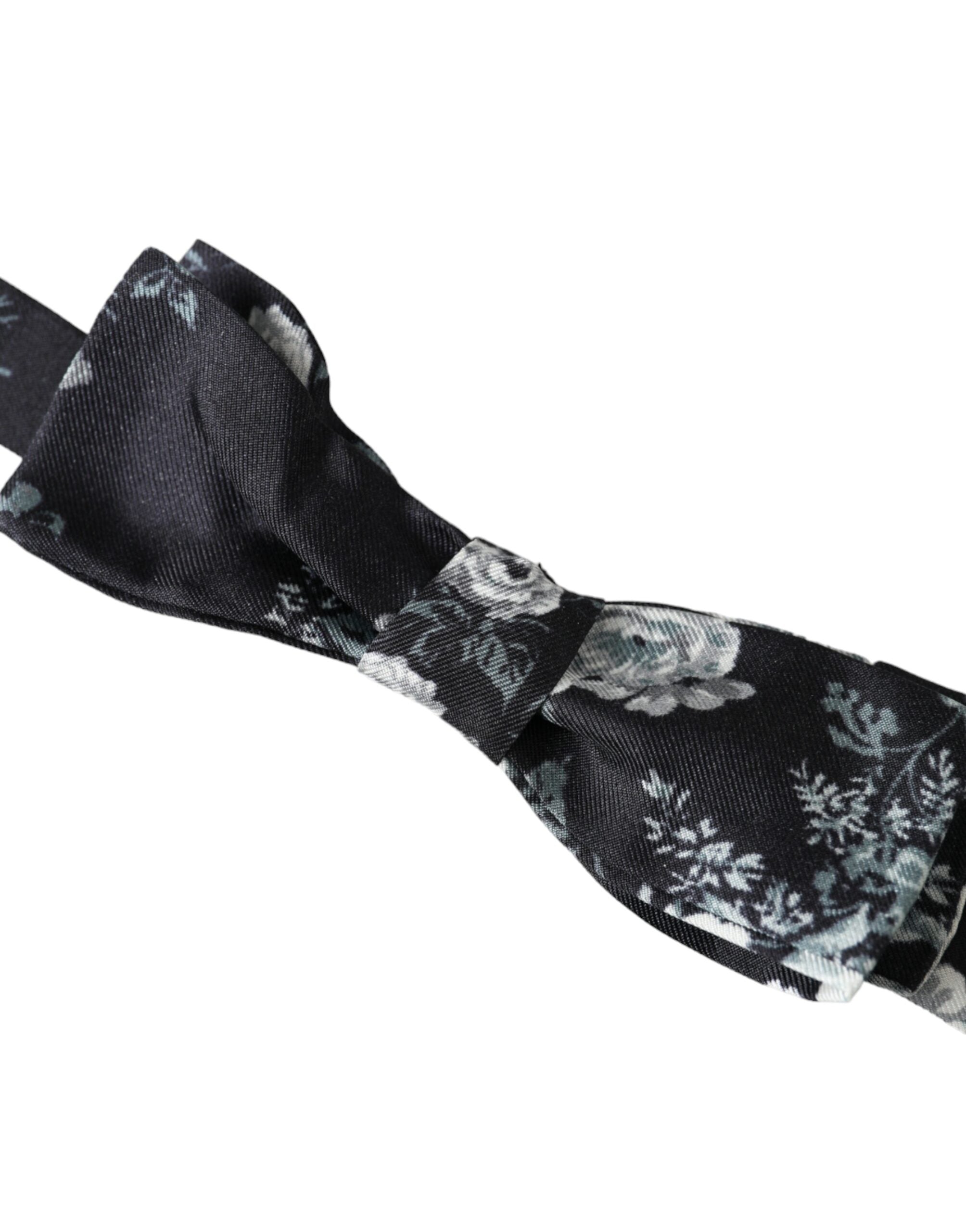 Dolce & Gabbana Schwarze florale Fantasie verstellbare Herrenfliege