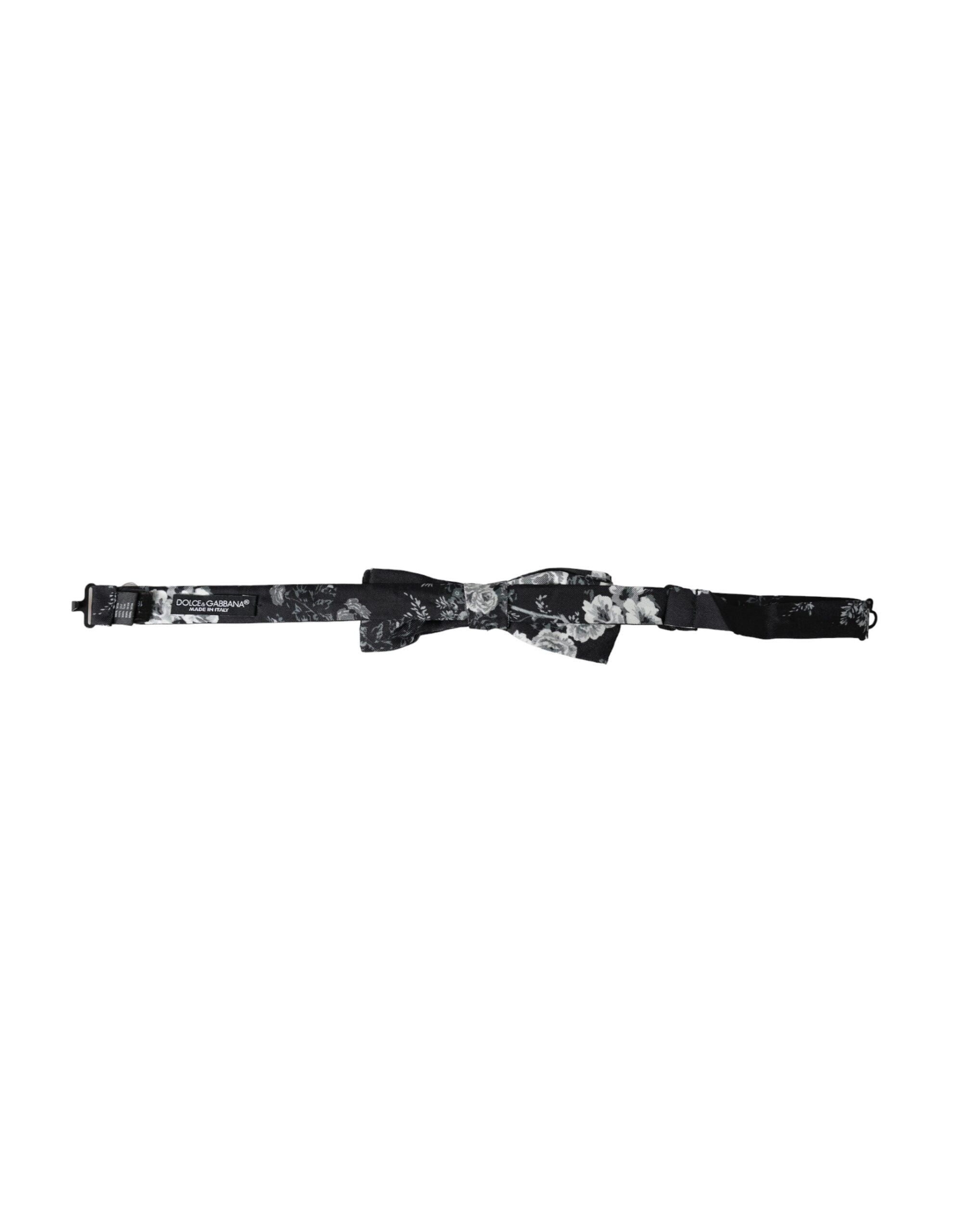 Dolce & Gabbana Schwarze florale Fantasie verstellbare Herrenfliege