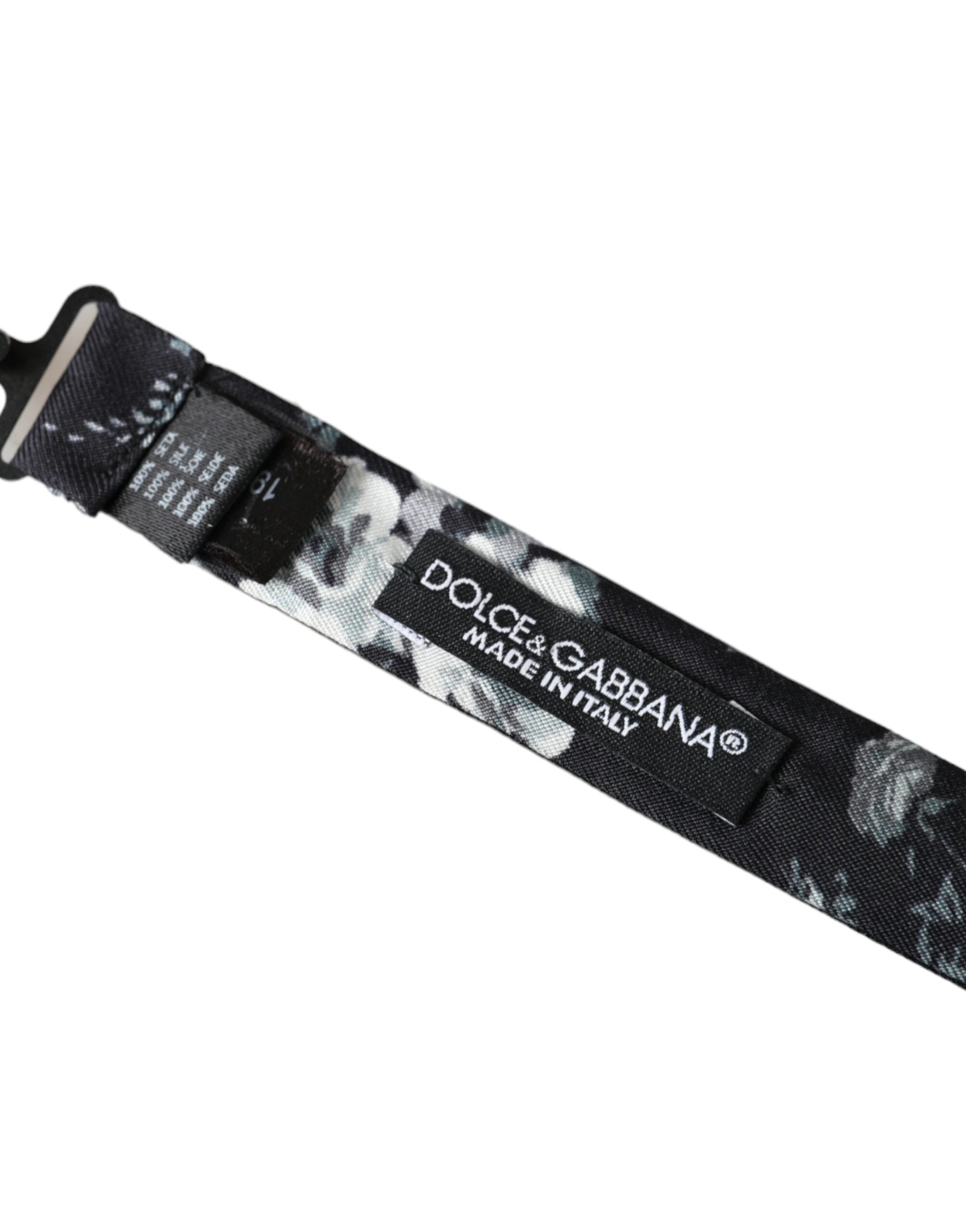 Dolce & Gabbana Schwarze florale Fantasie verstellbare Herrenfliege