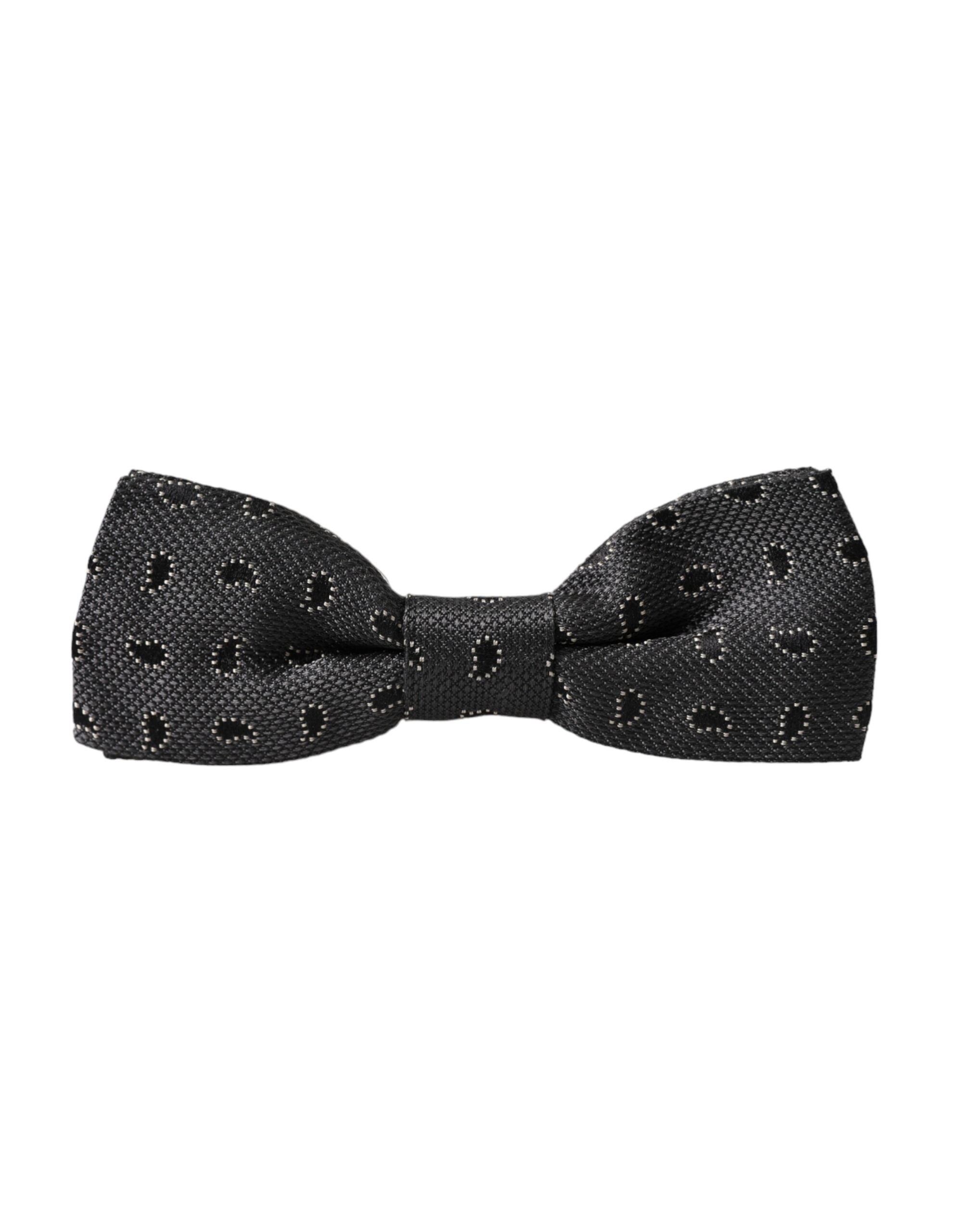 Dolce & Gabbana Zwarte Zijden Stropdas met Patroon en Verstelbare Halsband voor Heren