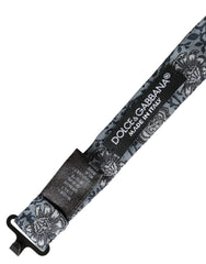 Dolce & Gabbana Graue Seiden-Fliege für Herren mit Muster und verstellbarem Halsband
