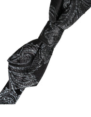 Dolce & Gabbana Schwarze Seidenjacquard Herrenfliege mit verstellbarem Halsumfang
