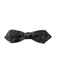 Dolce & Gabbana Schwarze Seidenjacquard Herrenfliege mit verstellbarem Halsumfang