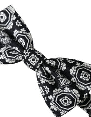 Dolce & Gabbana Zwart-Witte Geprinte Verstelbare Strikdas voor Heren