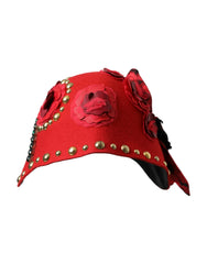 Dolce & Gabbana Roter Kristall Gold Rosen Brosche Verzierter Hut