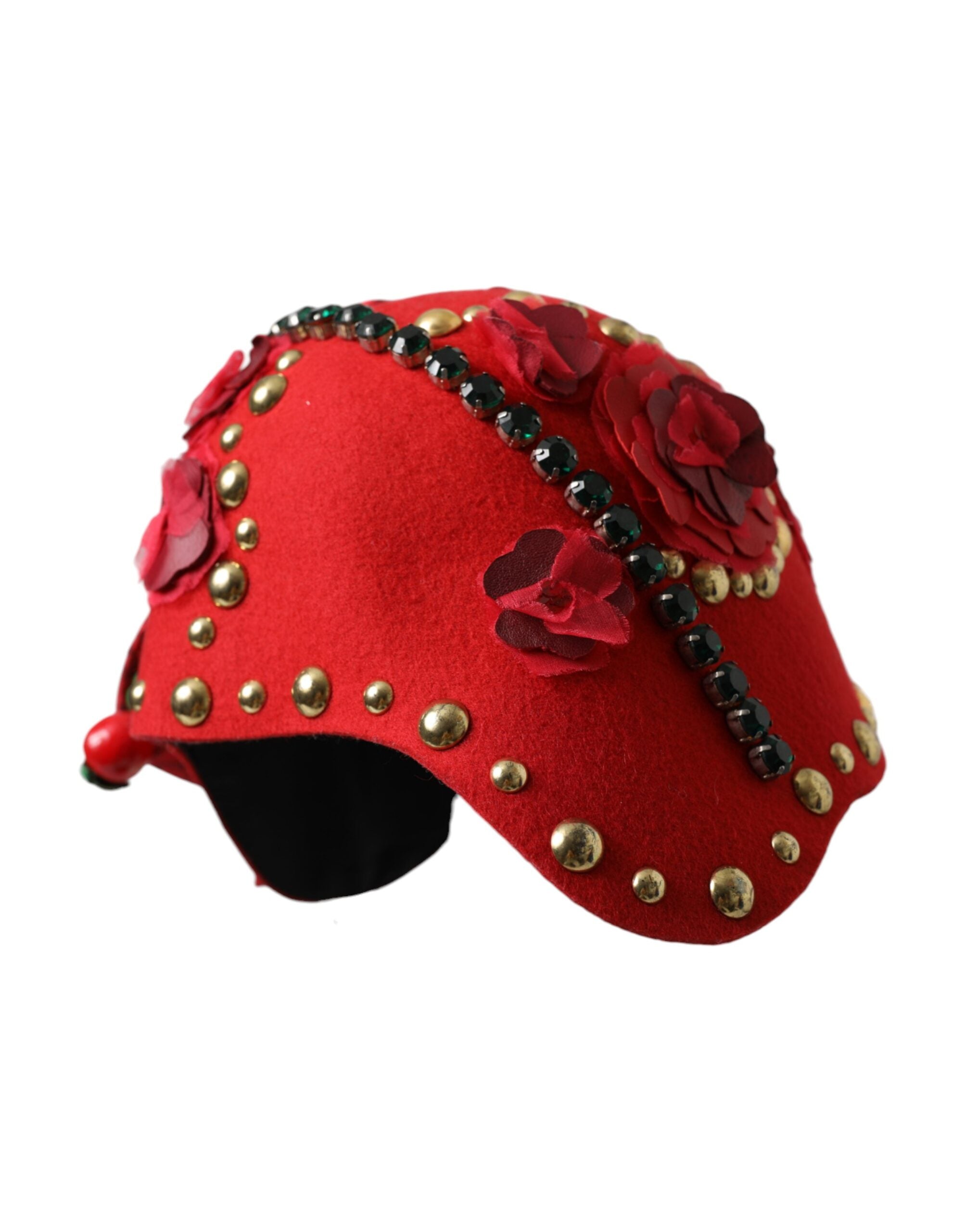 Dolce & Gabbana Roter Kristall Gold Rosen Brosche Verzierter Hut