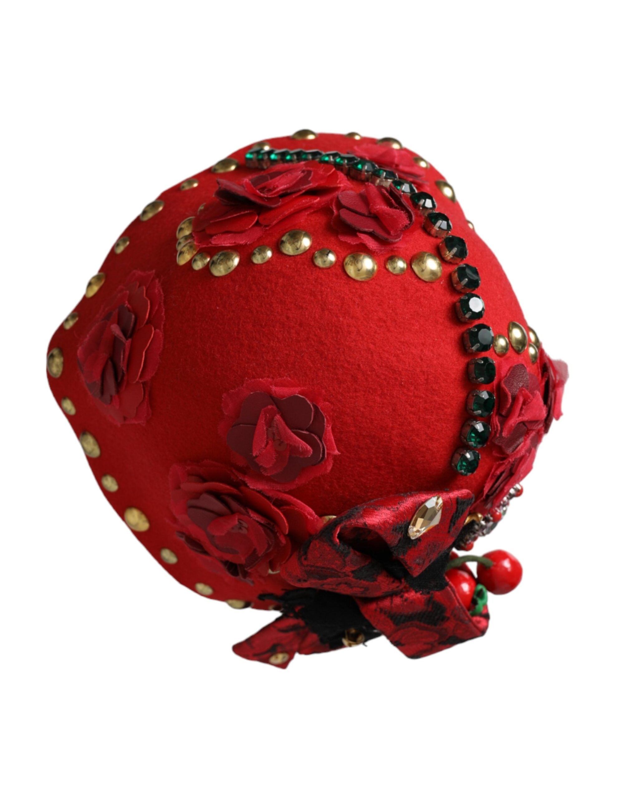 Dolce & Gabbana Roter Kristall Gold Rosen Brosche Verzierter Hut