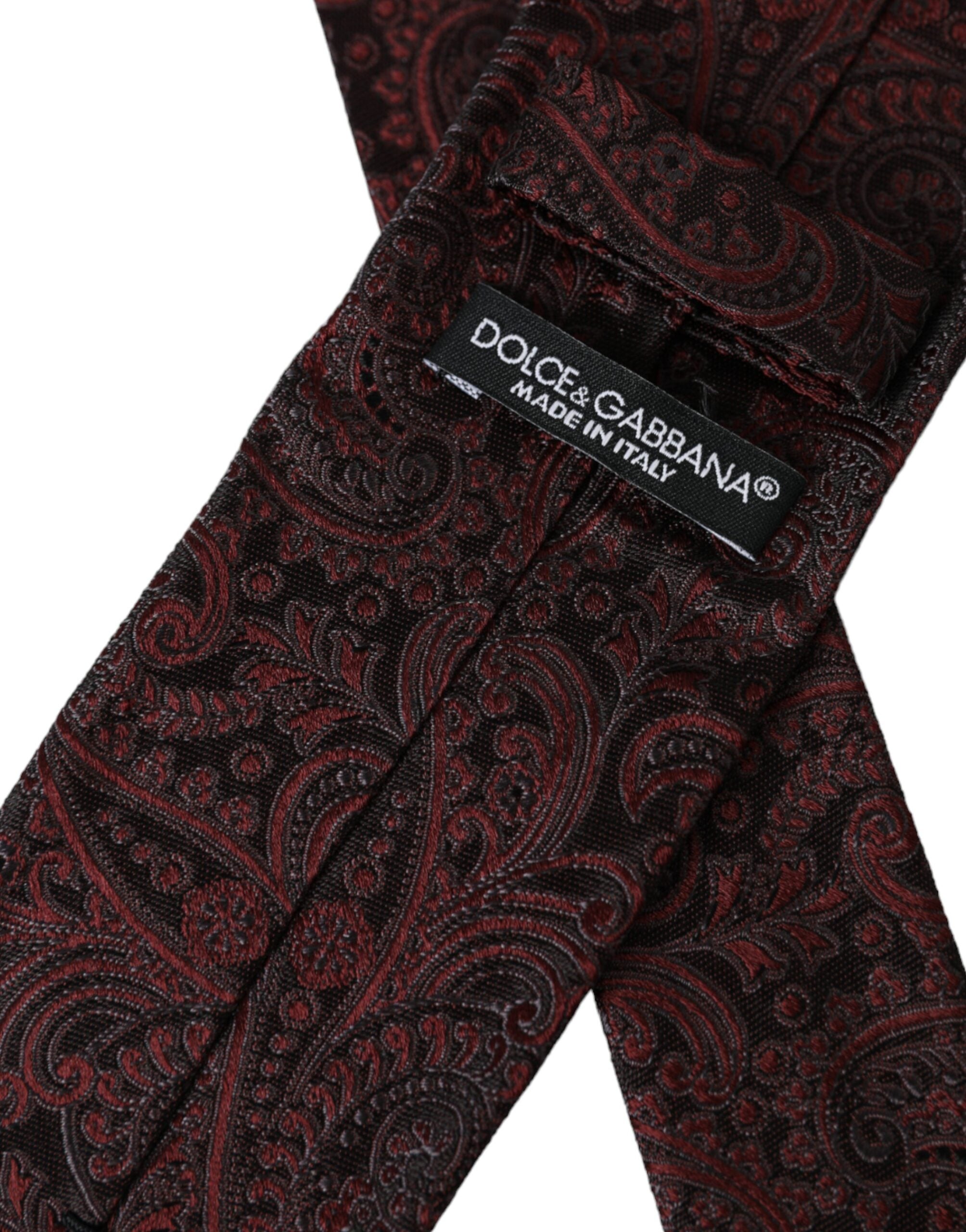 Dolce & Gabbana Bordeaux Patroon Zijden Verstelbare Mannenstropdas