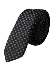 Dolce & Gabbana Zwarte Jacquard Dessin Zijden Verstelbare Herenstropdas