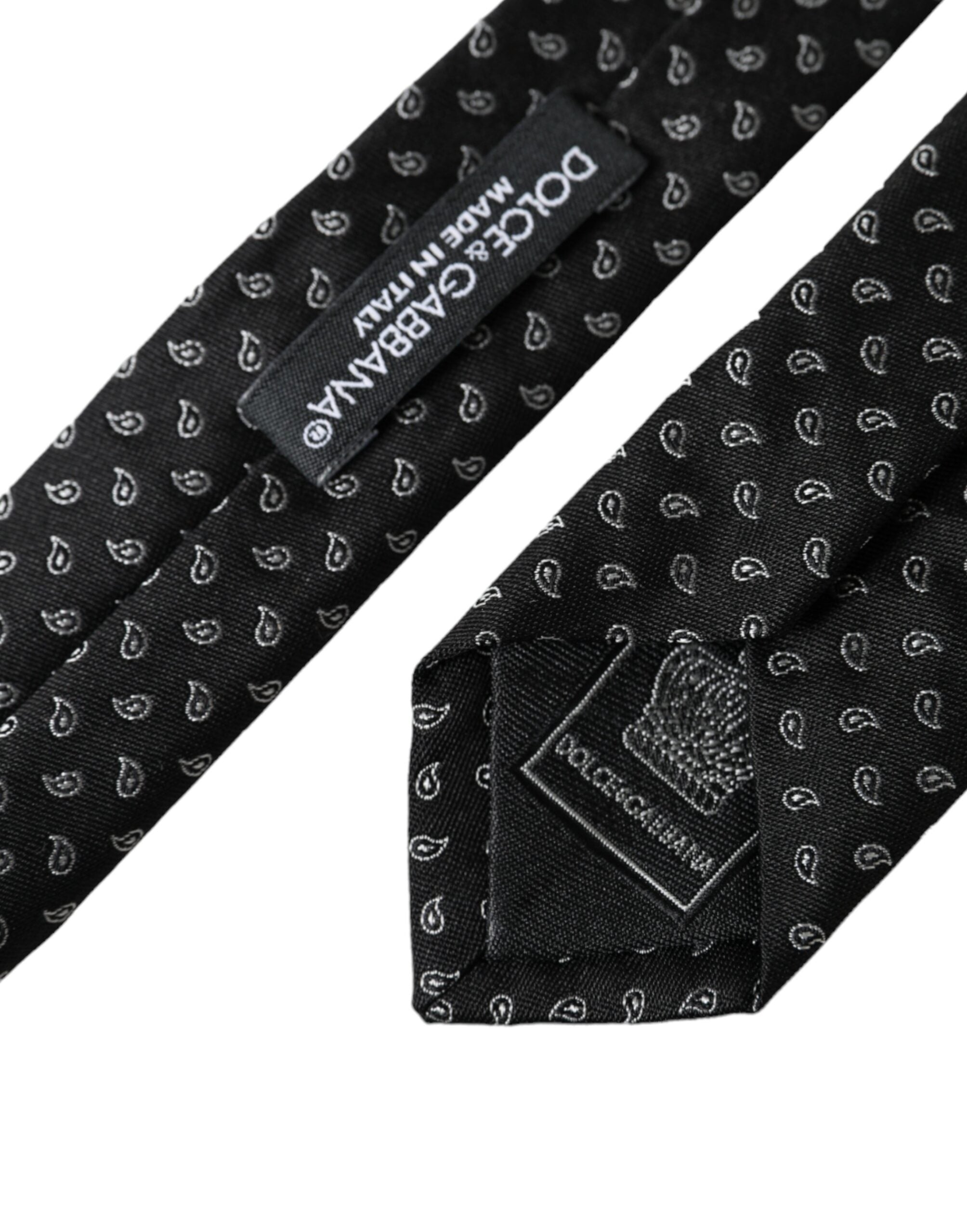 Dolce & Gabbana Zwarte Jacquard Dessin Zijden Verstelbare Herenstropdas