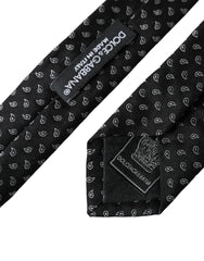 Dolce & Gabbana Zwarte Jacquard Dessin Zijden Verstelbare Herenstropdas