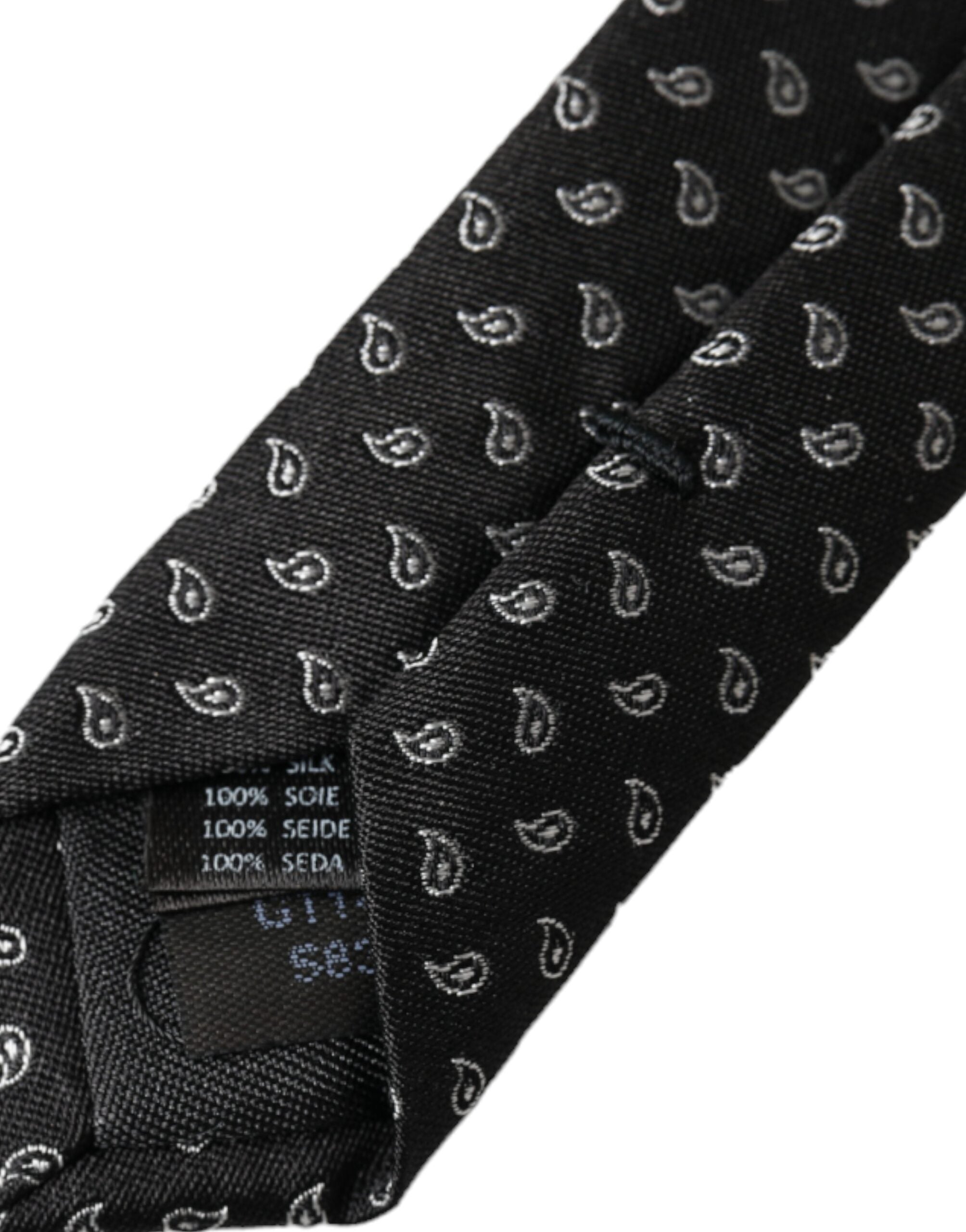 Dolce & Gabbana Zwarte Jacquard Dessin Zijden Verstelbare Herenstropdas