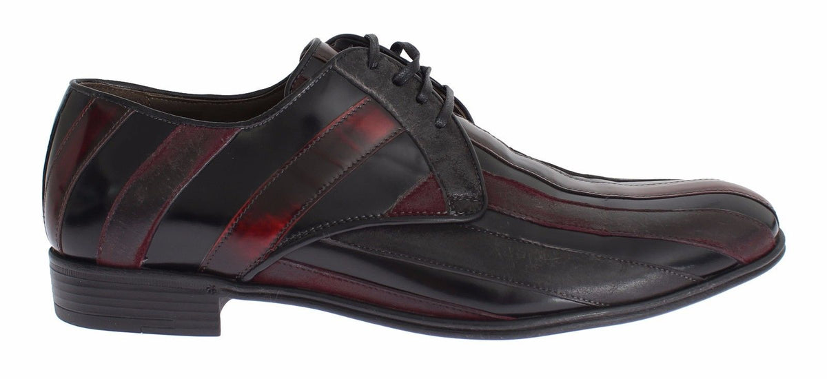 Dolce & Gabbana Schwarze bordeauxrote Leder-Businessschuhe