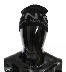 Costume National Mütze aus schwarzem Wollgemisch mit Logo