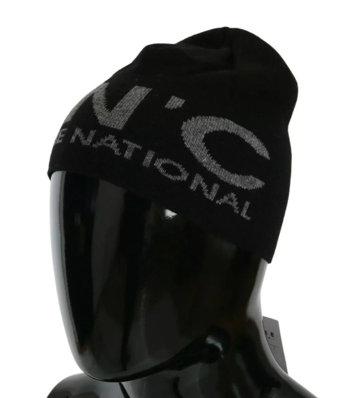 Costume National Mütze aus schwarzem Wollgemisch mit Logo
