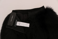 Dolce & Gabbana Zwarte Lamswol Vossenbont Mini Hotpants