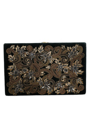 Dolce &amp; Gabbana Clutch aus schwarzem Samt mit Goldrahmen, Abendtasche