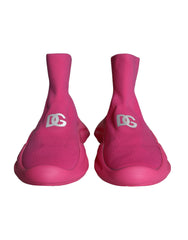 Dolce &amp; Gabbana Pink Logo Print Slip On Socken Sneakers Schuhe