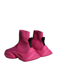 Dolce &amp; Gabbana Pink Logo Print Slip On Socken Sneakers Schuhe