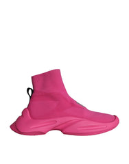 Dolce &amp; Gabbana Pink Logo Print Slip On Socken Sneakers Schuhe