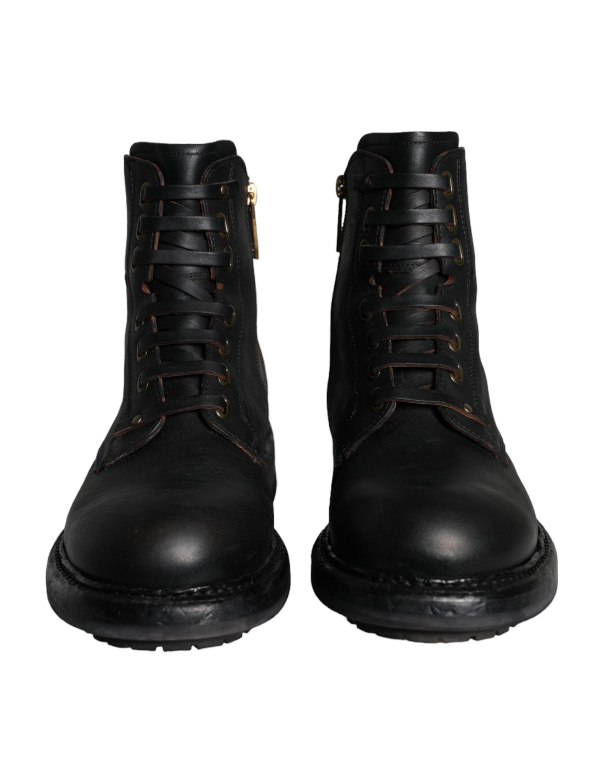 Dolce & Gabbana Schwarze geschnürte Wadenhohe Stiefel Herrenschuhe