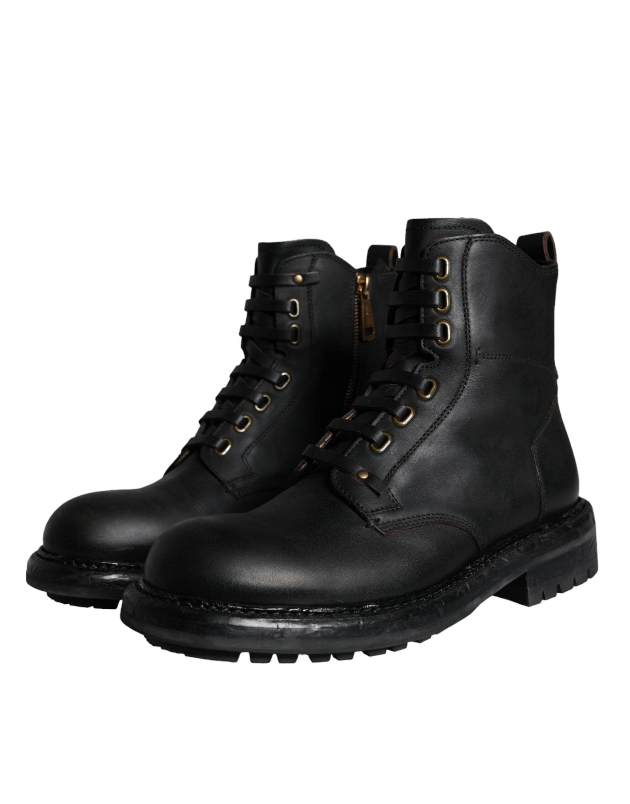 Dolce & Gabbana Schwarze geschnürte Wadenhohe Stiefel Herrenschuhe