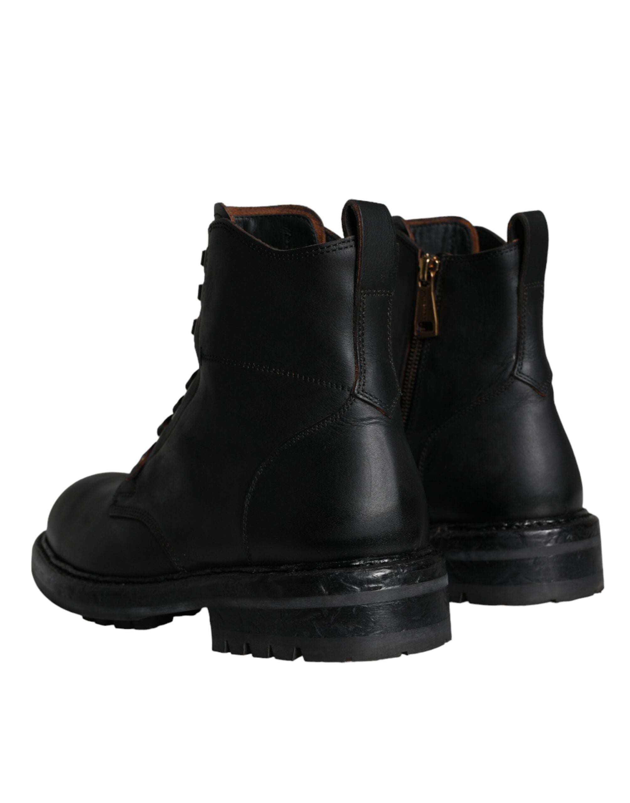 Dolce & Gabbana Schwarze geschnürte Wadenhohe Stiefel Herrenschuhe