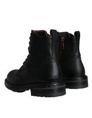 Dolce & Gabbana Schwarze geschnürte Wadenhohe Stiefel Herrenschuhe