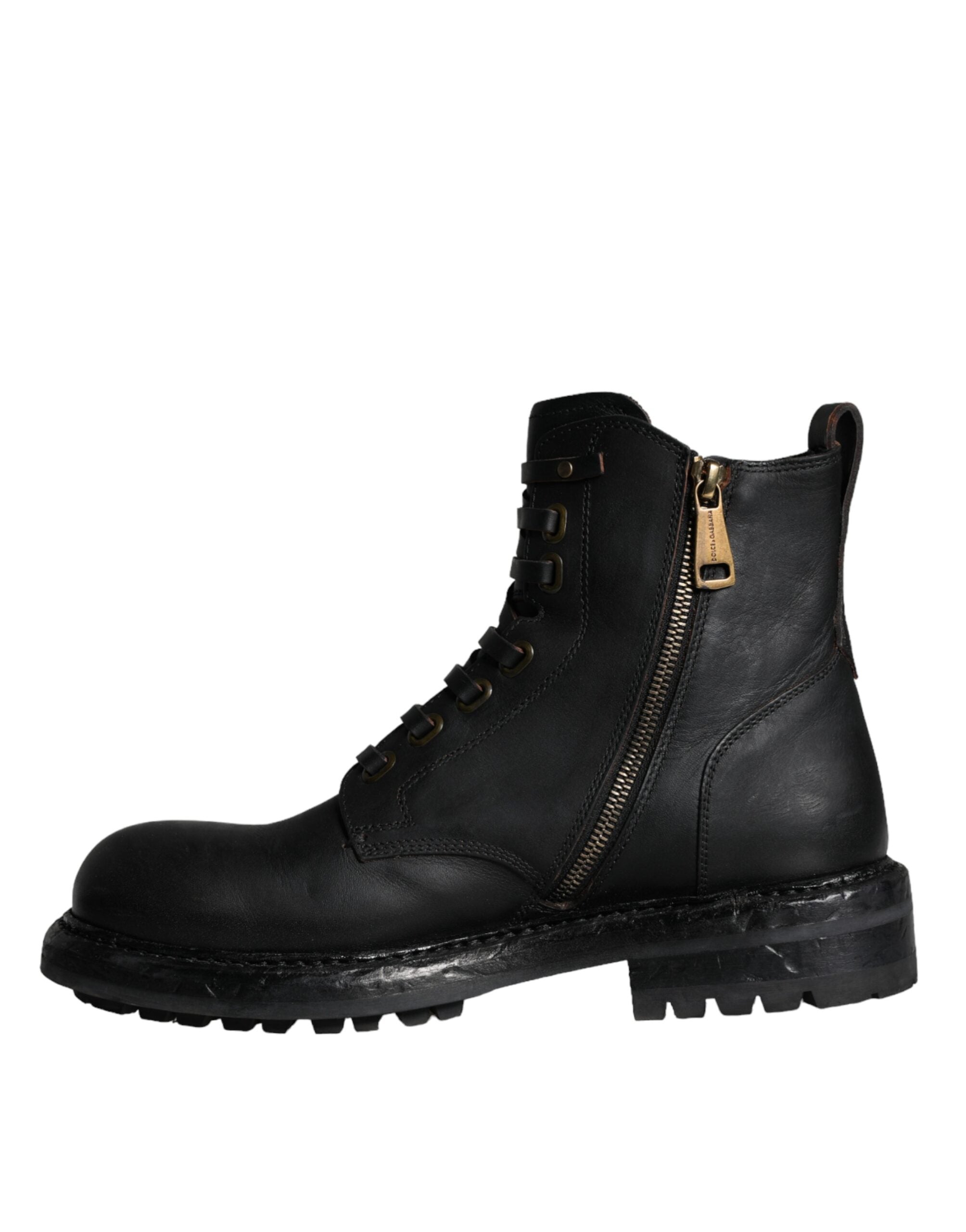 Dolce & Gabbana Schwarze geschnürte Wadenhohe Stiefel Herrenschuhe