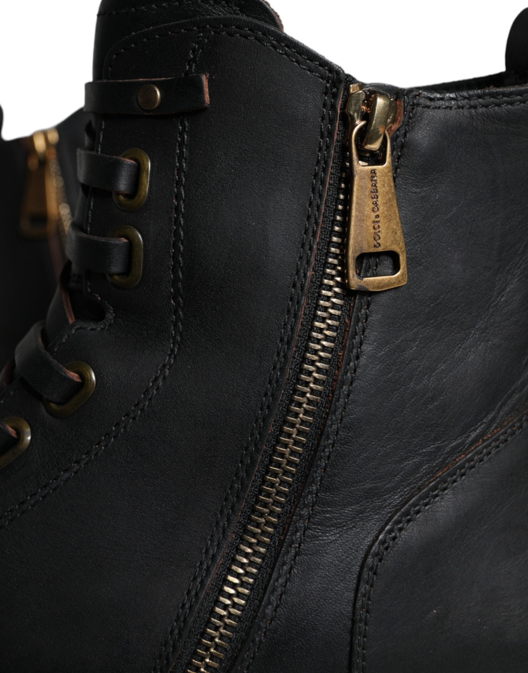 Dolce & Gabbana Schwarze geschnürte Wadenhohe Stiefel Herrenschuhe