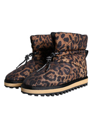 Dolce & Gabbana Braune Leoparden-Stiefeletten Gepolsterte Schuhe