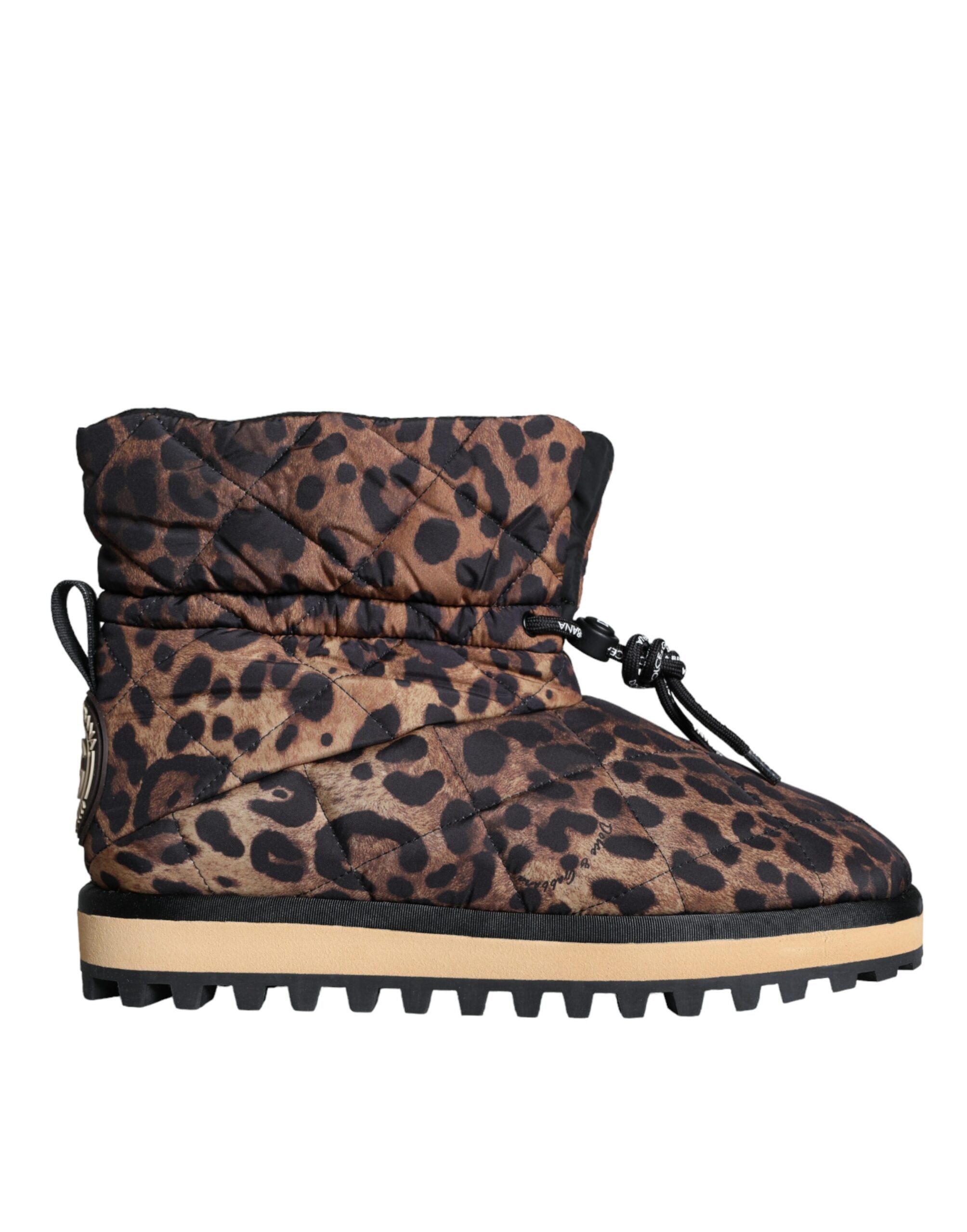 Dolce & Gabbana Braune Leoparden-Stiefeletten Gepolsterte Schuhe