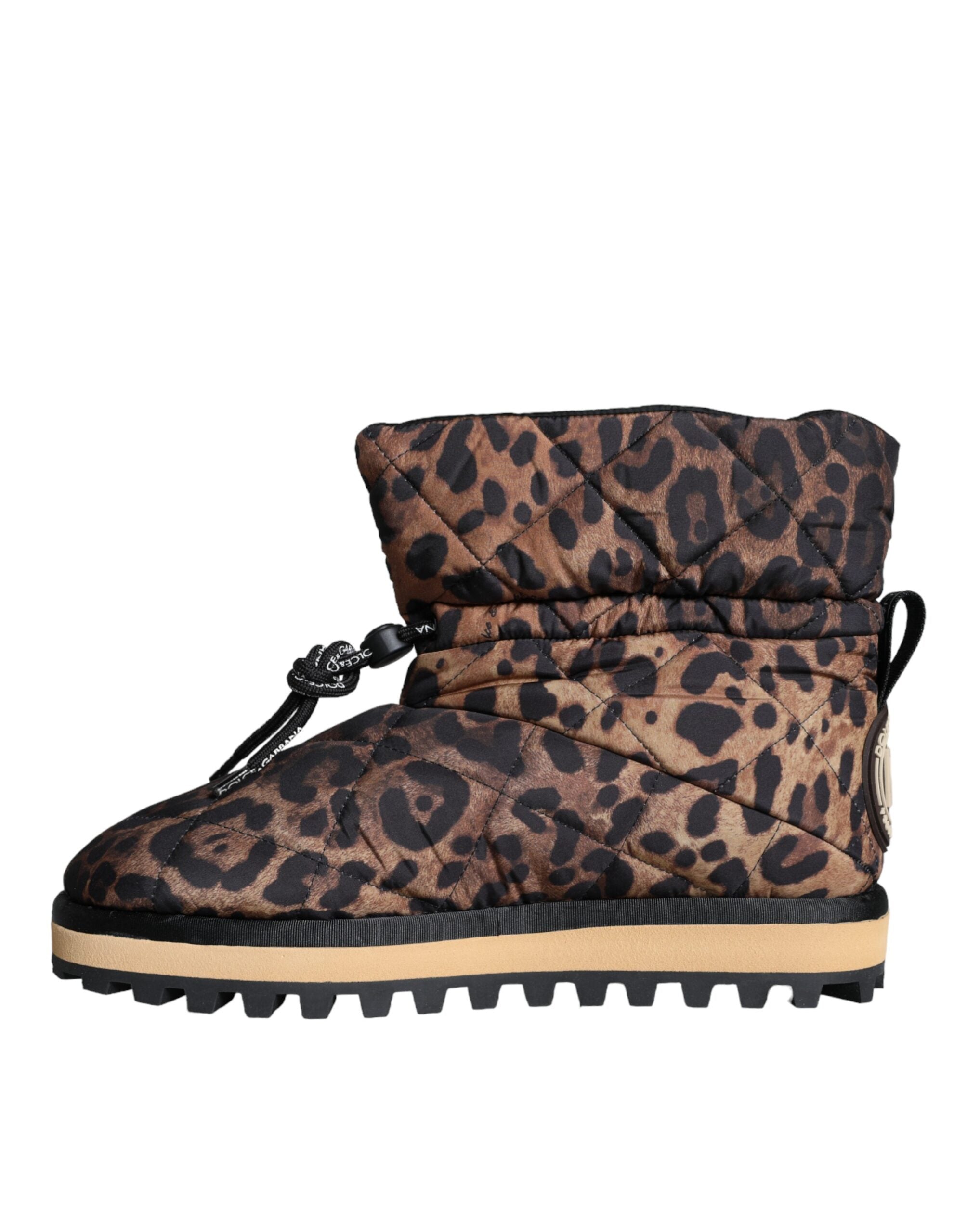 Dolce & Gabbana Braune Leoparden-Stiefeletten Gepolsterte Schuhe