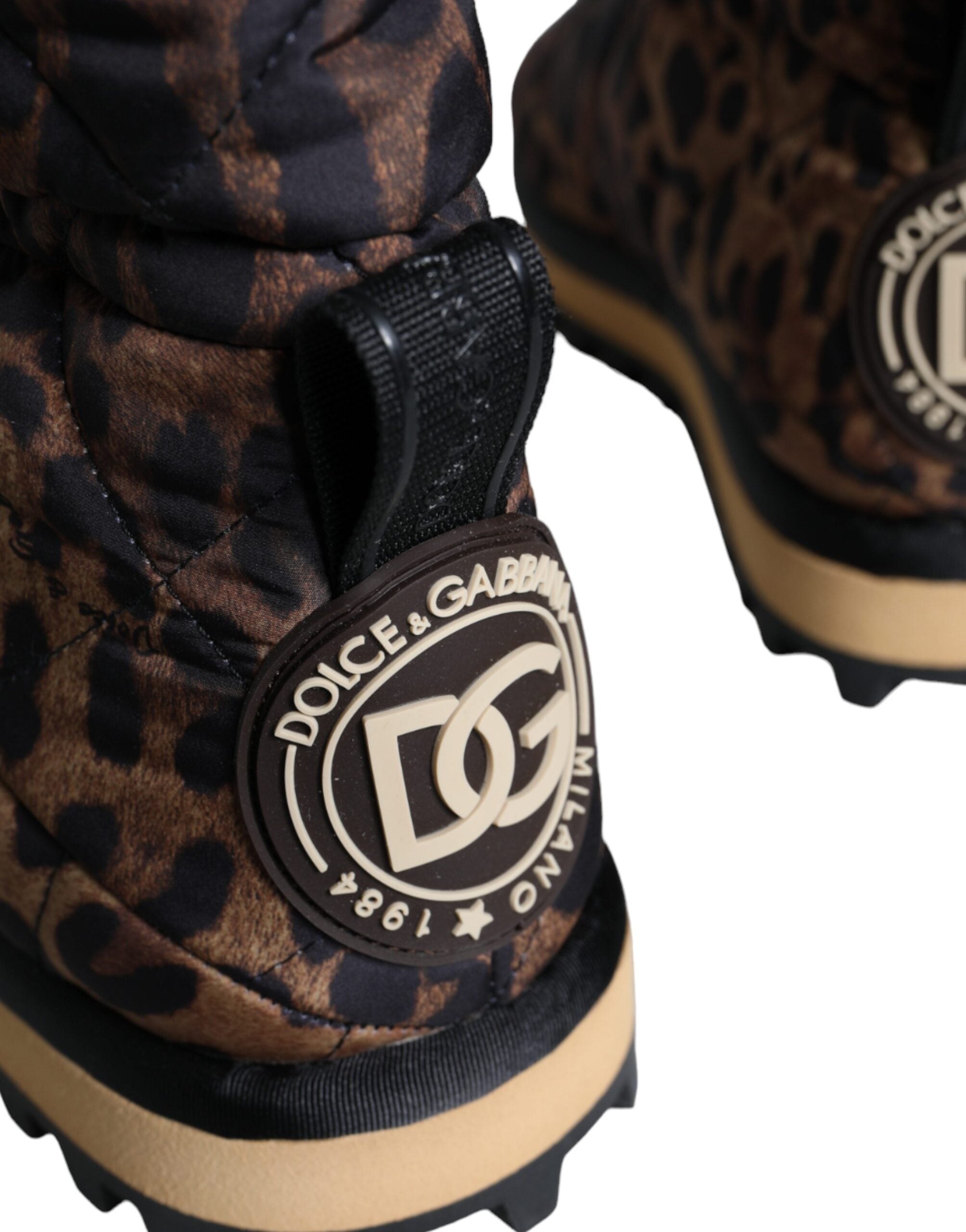 Dolce & Gabbana Braune Leoparden-Stiefeletten Gepolsterte Schuhe
