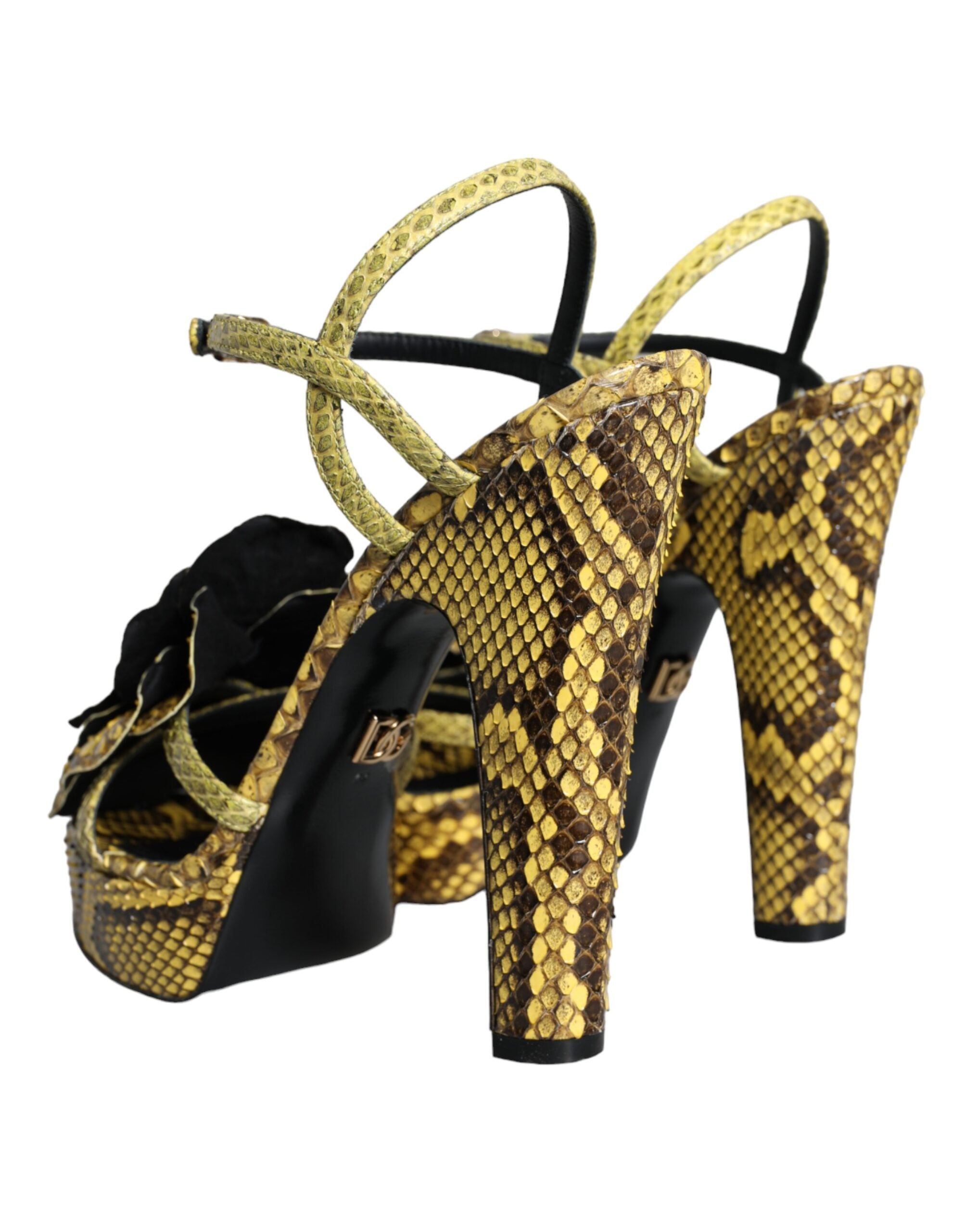 Dolce & Gabbana Gelbe Exotic Leder Knöchelriemen Sandalen Schuhe