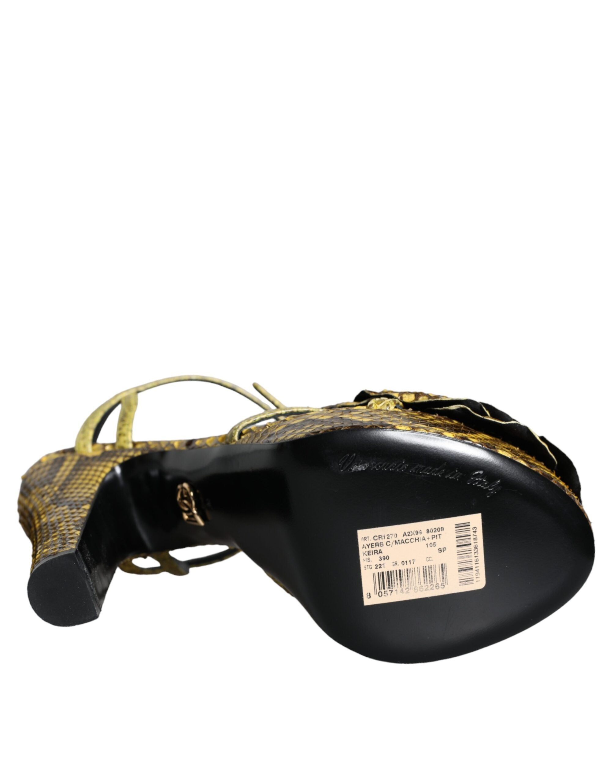 Dolce & Gabbana Gelbe Exotic Leder Knöchelriemen Sandalen Schuhe