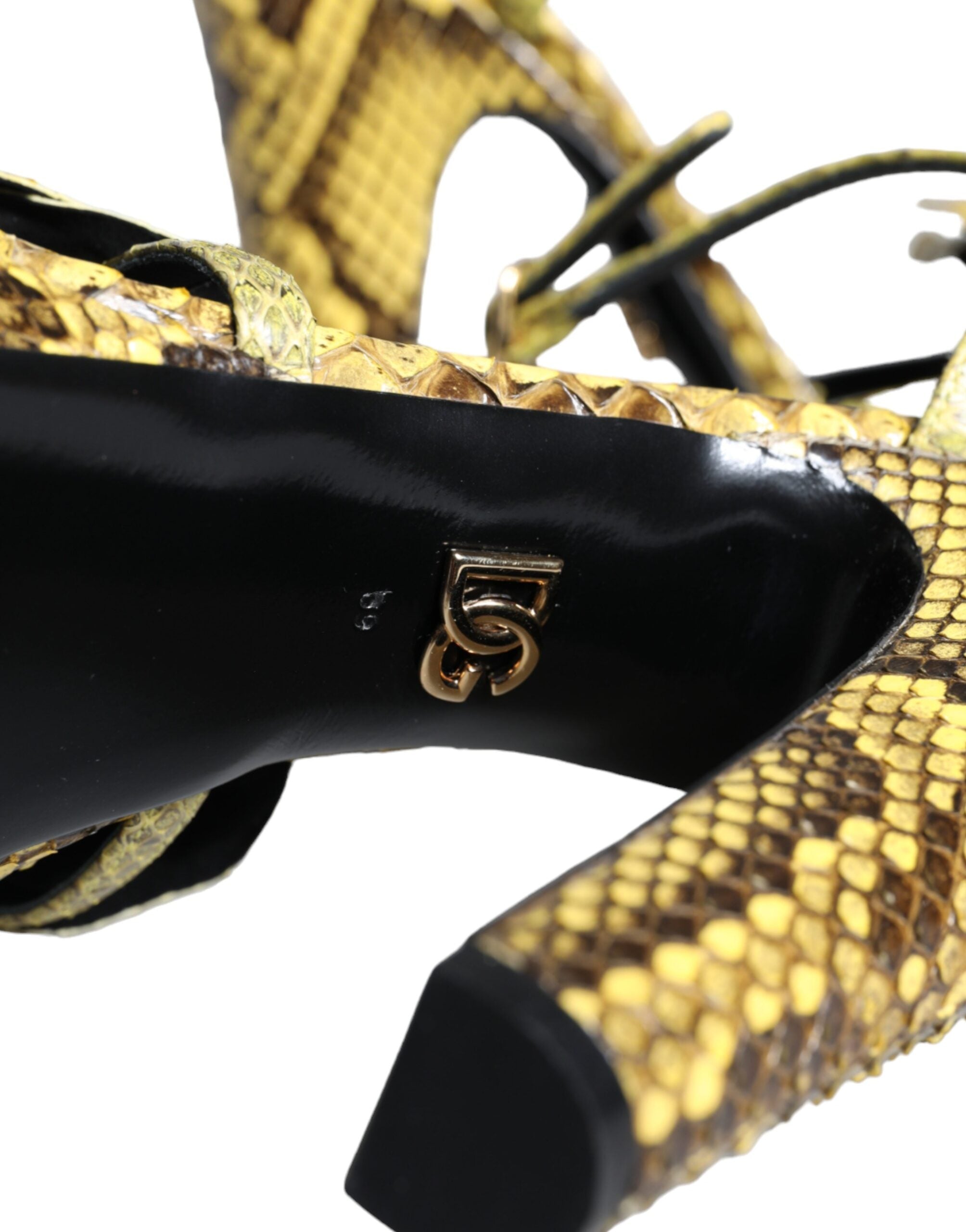 Dolce & Gabbana Gelbe Exotic Leder Knöchelriemen Sandalen Schuhe