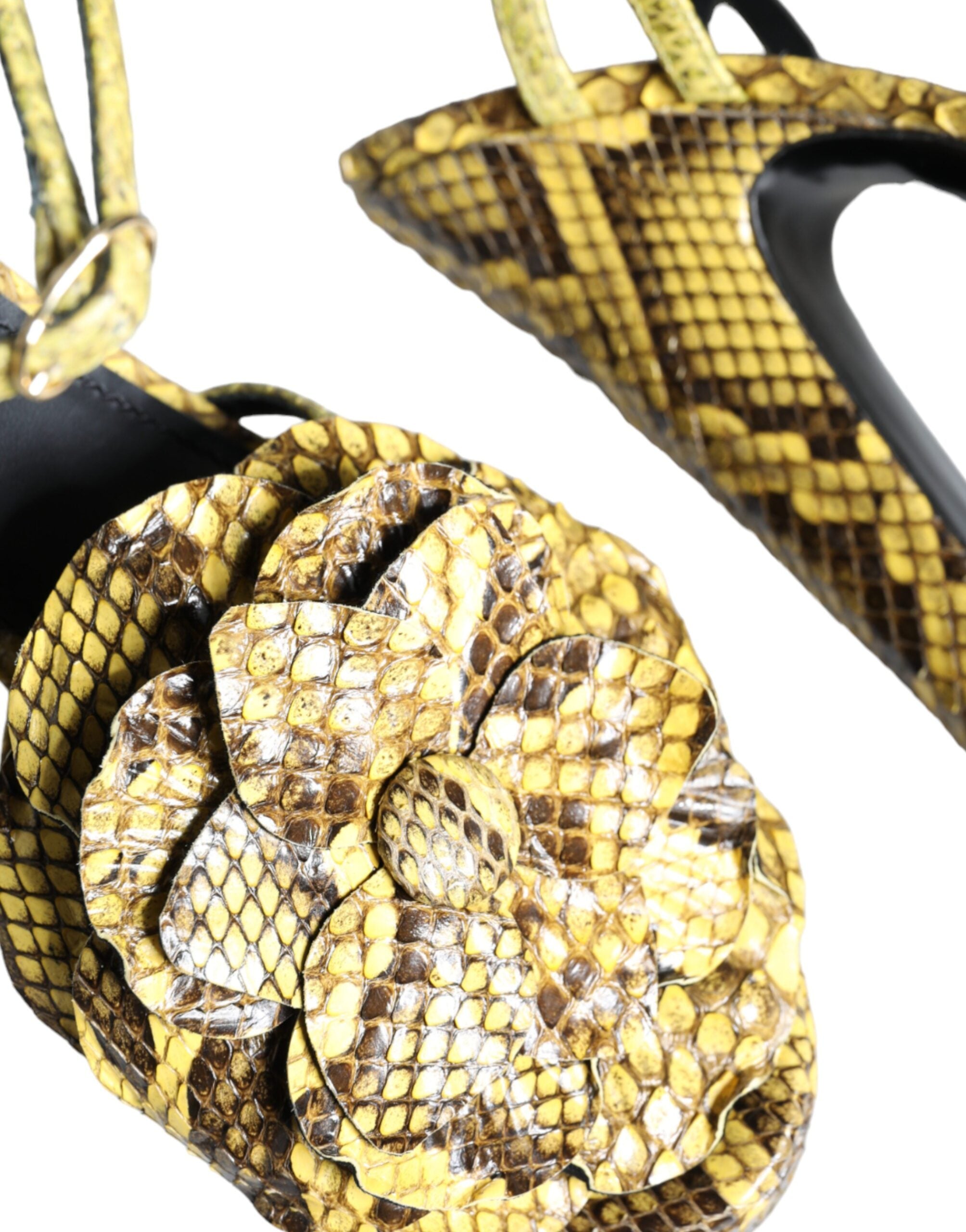 Dolce & Gabbana Gelbe Exotic Leder Knöchelriemen Sandalen Schuhe