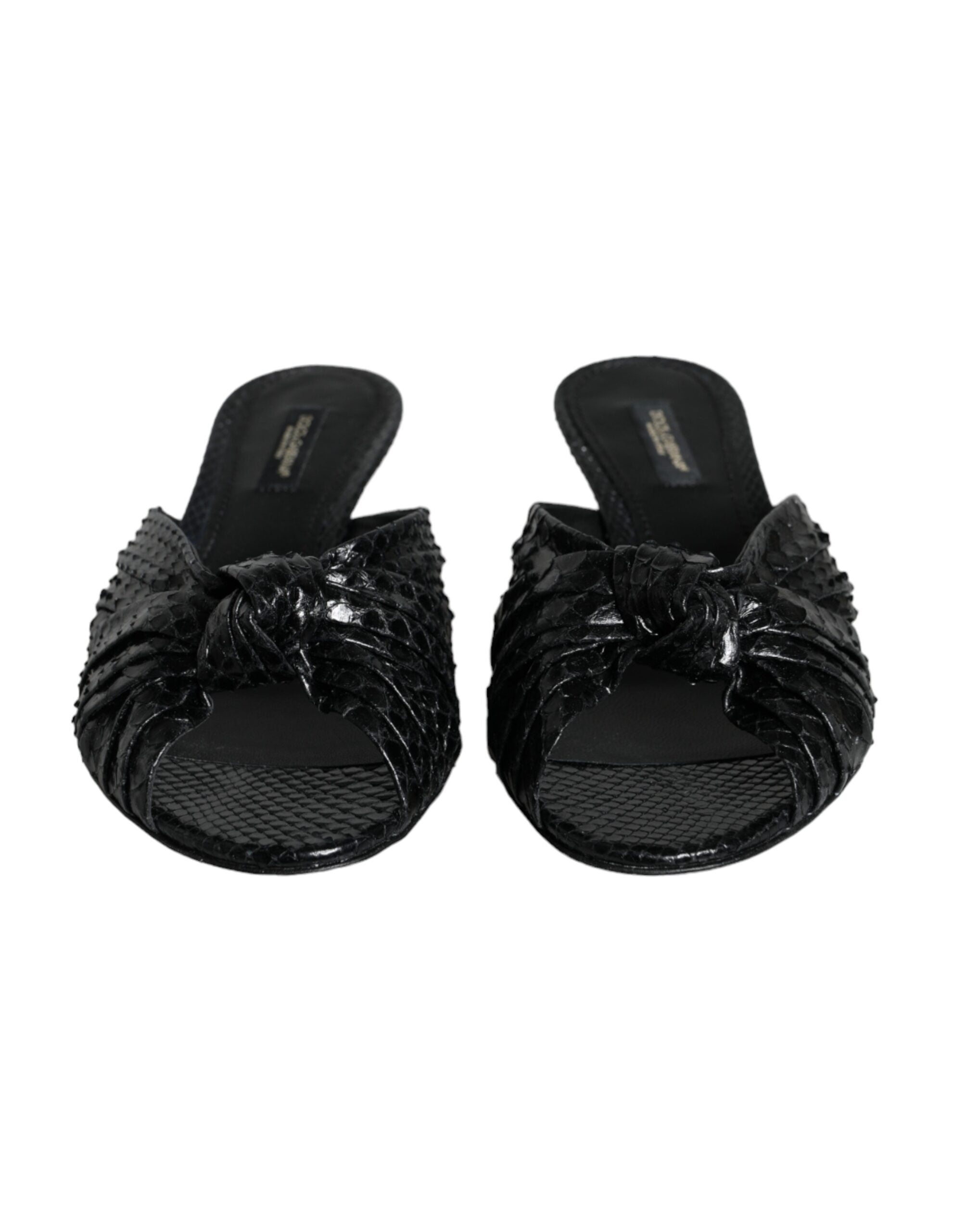 Dolce & Gabbana Schwarze Leder Pantoletten Sandalen Schuhe