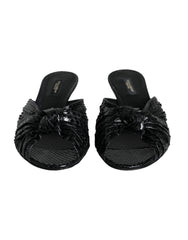 Dolce & Gabbana Schwarze Leder Pantoletten Sandalen Schuhe