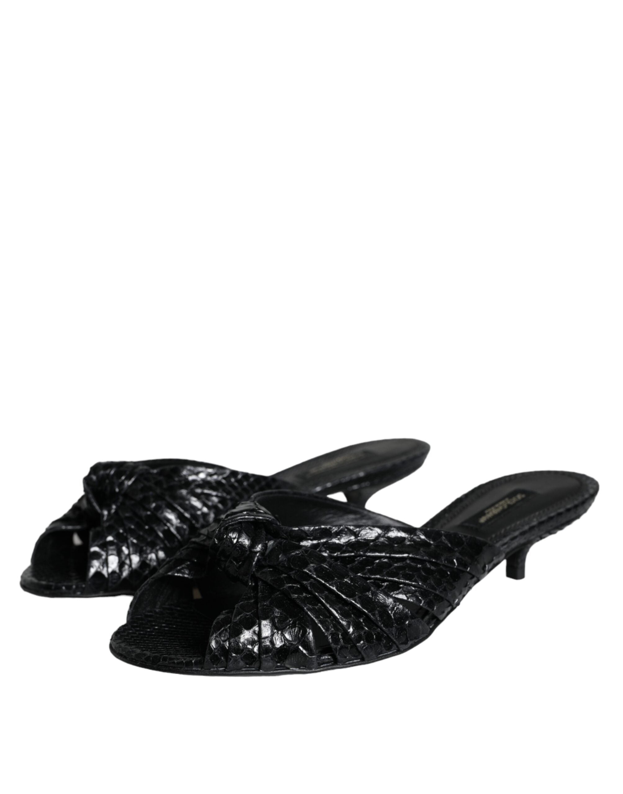 Dolce & Gabbana Schwarze Leder Pantoletten Sandalen Schuhe