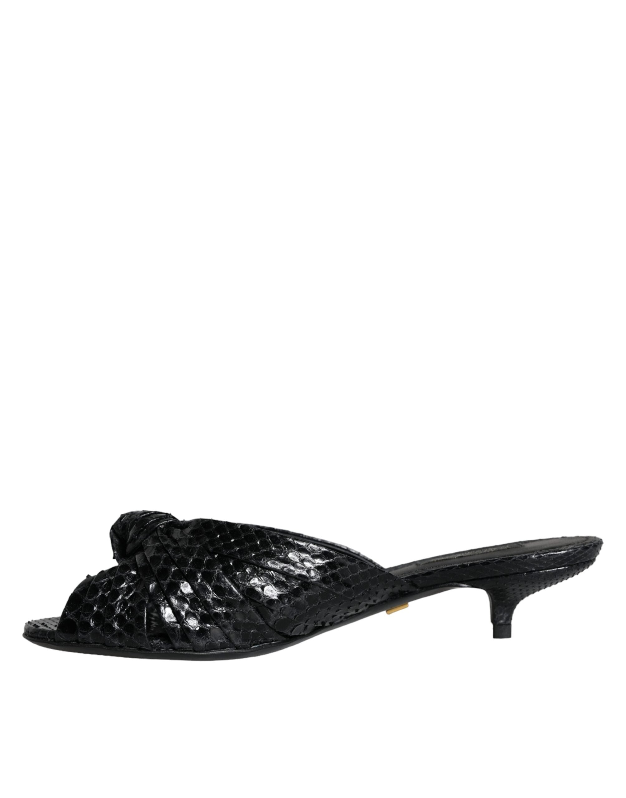 Dolce & Gabbana Schwarze Leder Pantoletten Sandalen Schuhe