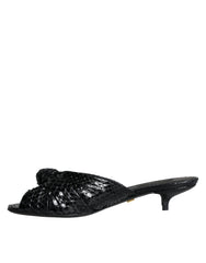 Dolce & Gabbana Schwarze Leder Pantoletten Sandalen Schuhe