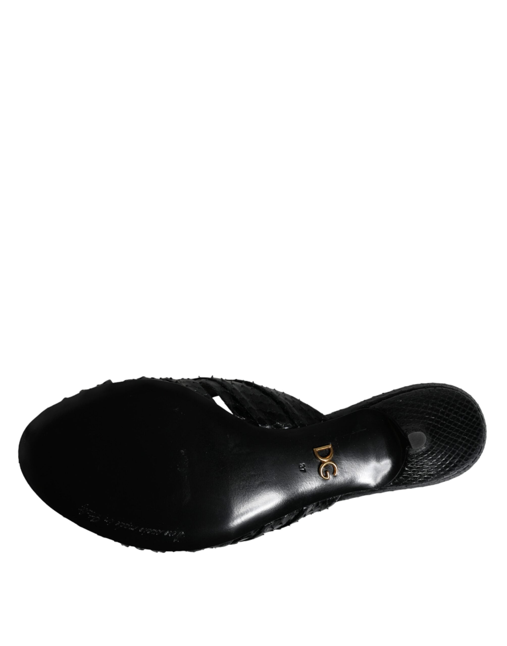Dolce & Gabbana Schwarze Leder Pantoletten Sandalen Schuhe