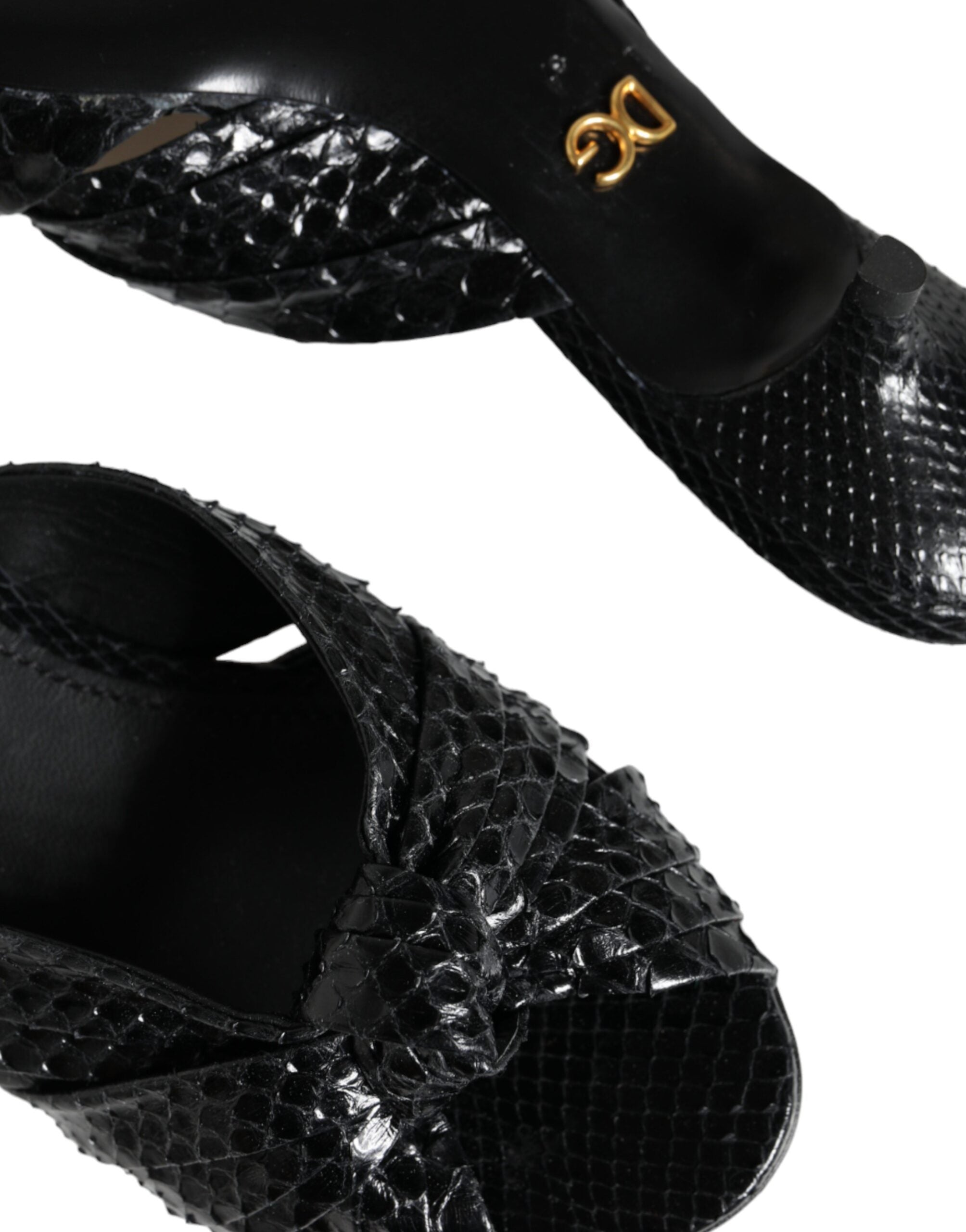Dolce & Gabbana Schwarze Leder Pantoletten Sandalen Schuhe
