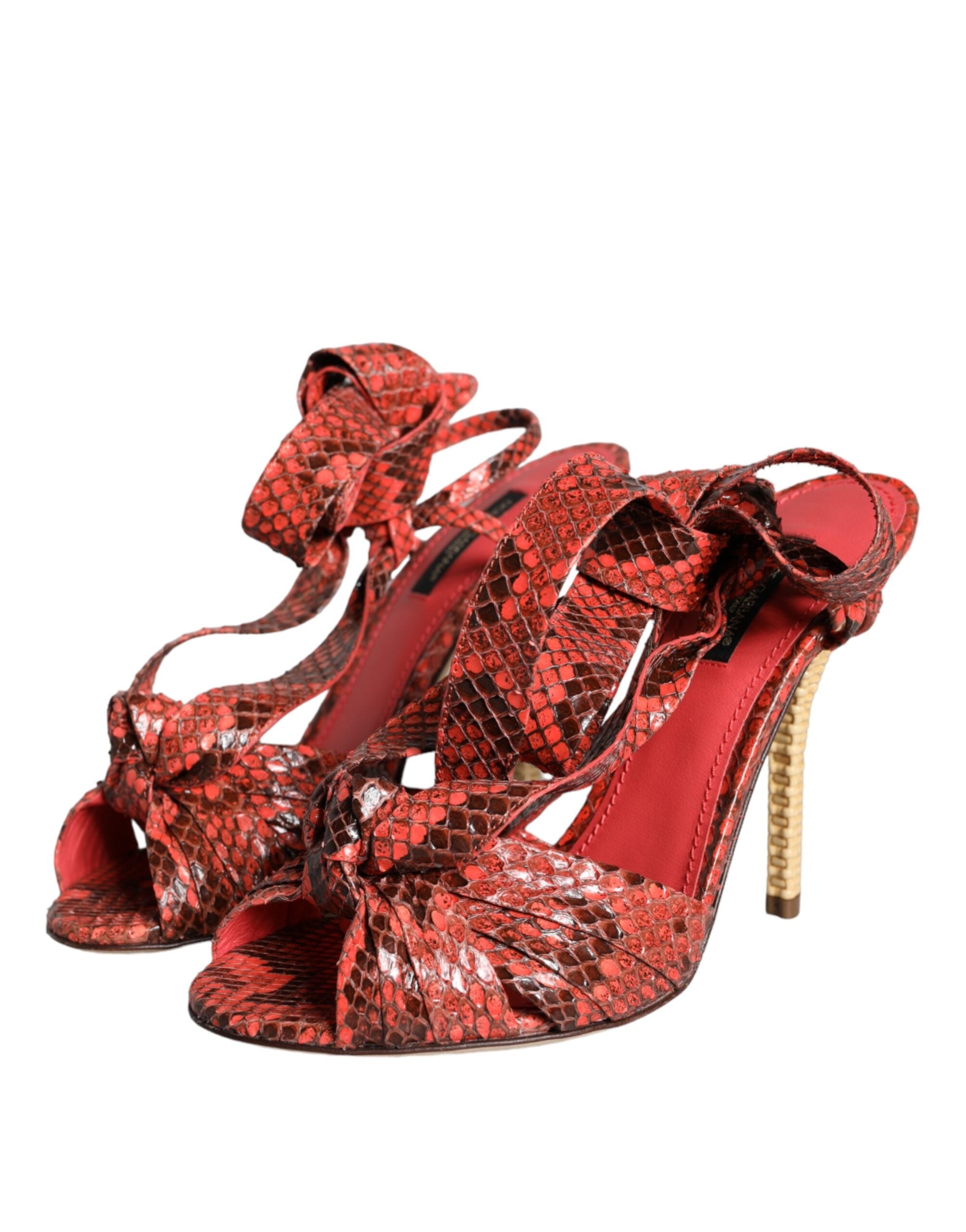 Dolce & Gabbana Koralle Exotische Leder High Heels Sandalen Schuhe
