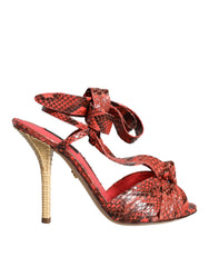 Dolce & Gabbana Koralle Exotische Leder High Heels Sandalen Schuhe