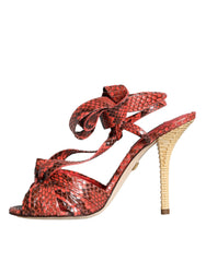 Dolce & Gabbana Koralle Exotische Leder High Heels Sandalen Schuhe