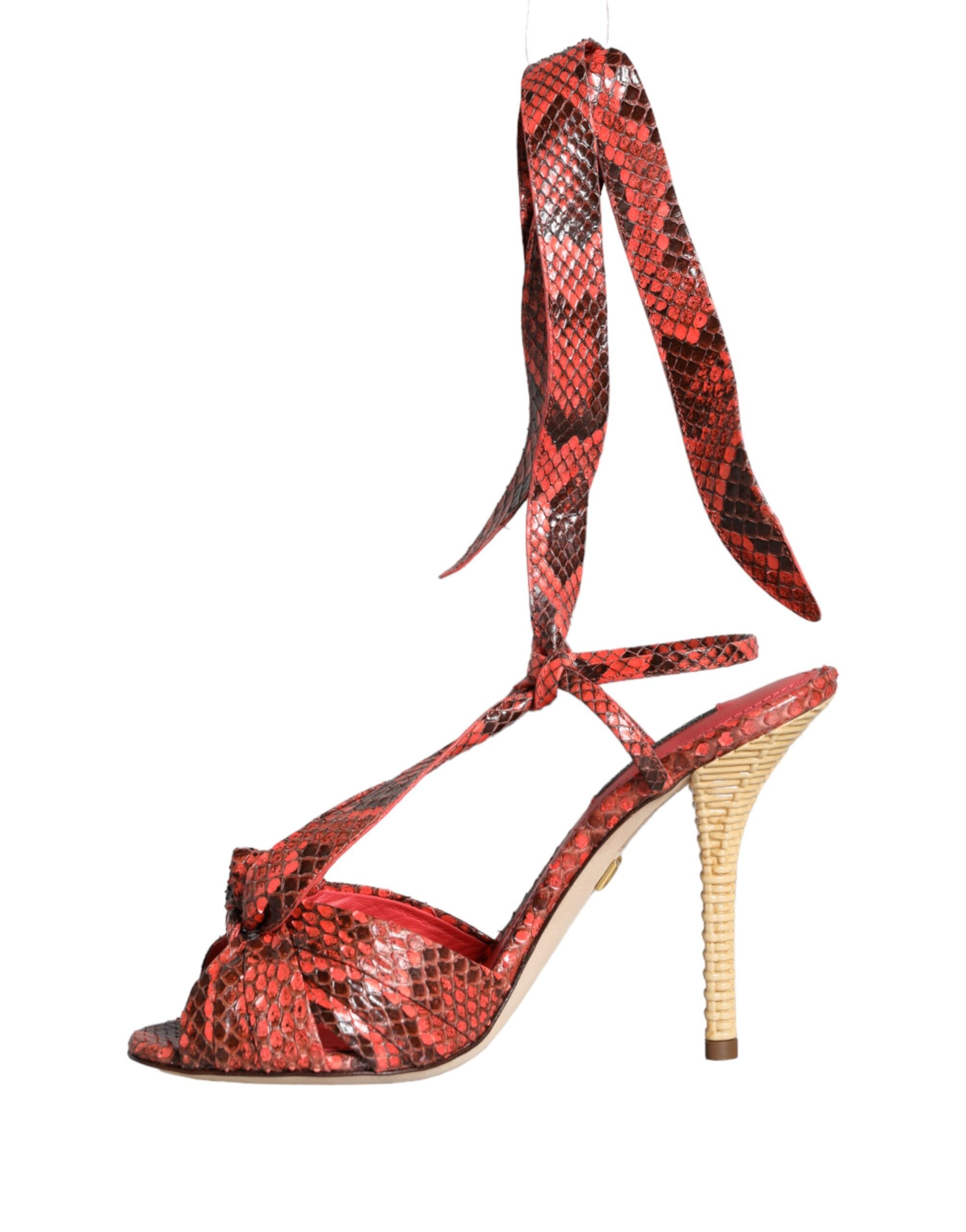 Dolce & Gabbana Koralle Exotische Leder High Heels Sandalen Schuhe